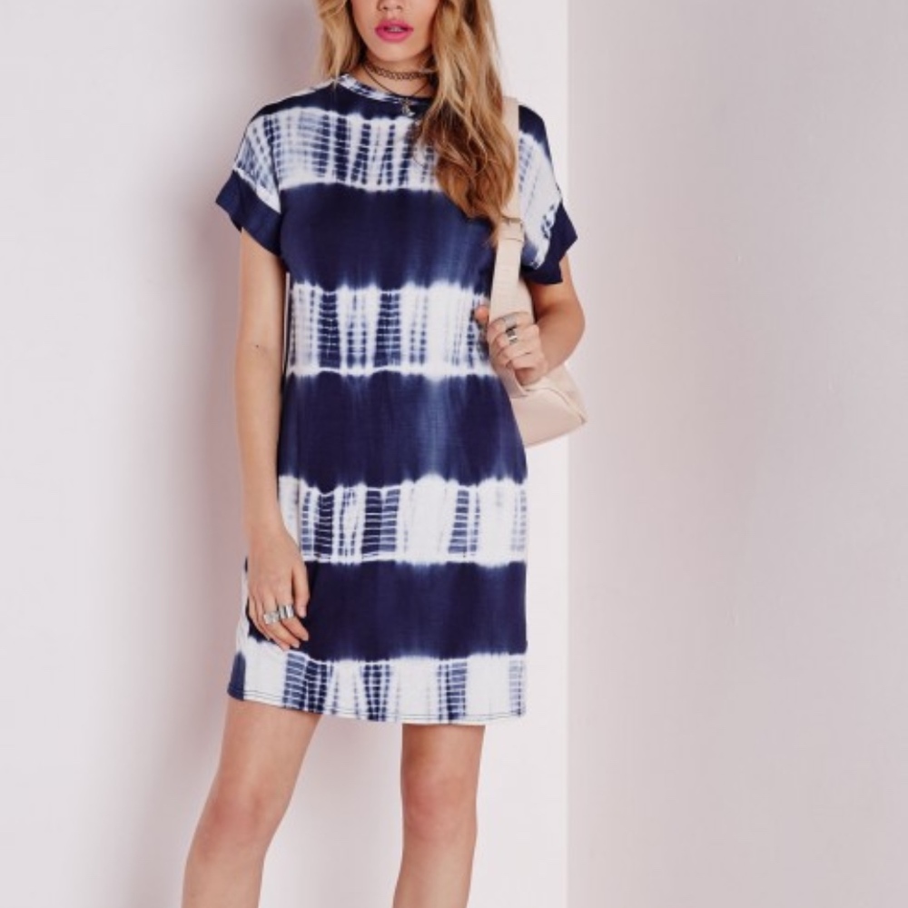 missguided tie dye stripe t-shirt dress